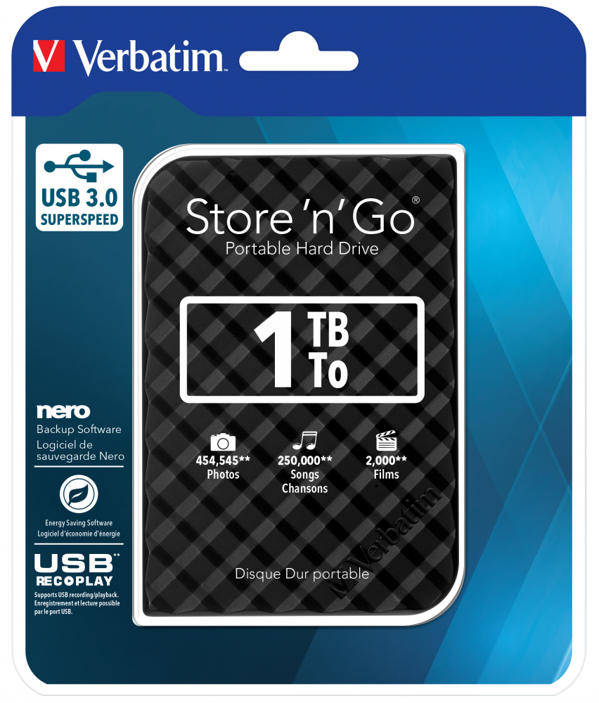 Store 'n' Go USB 3.0 Disco Duro Portátil de 1 TB en color Negro