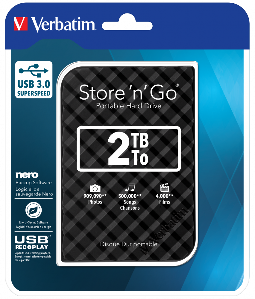 Store 'n' Go USB 3.0 Disco Duro Portátil de 2 TB en color Negro