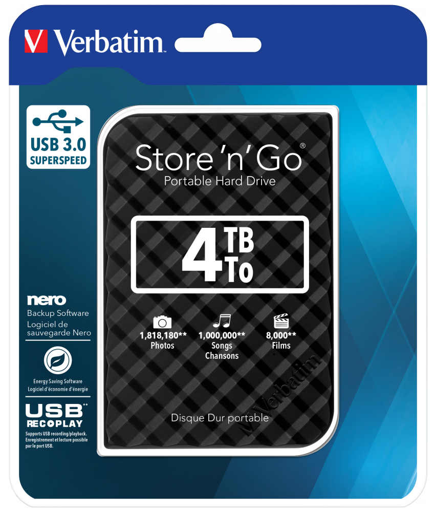 Store 'n' Go USB 3.0 Disco Duro Portátil de 4 TB en color Negro