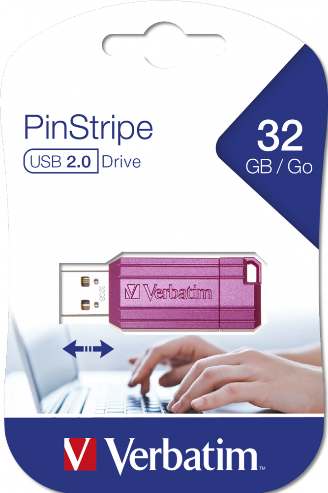 Unidad PinStripe USB de 32 GB Rosa intenso
