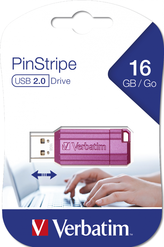 Unidad PinStripe USB de 16 GB Rosa intenso