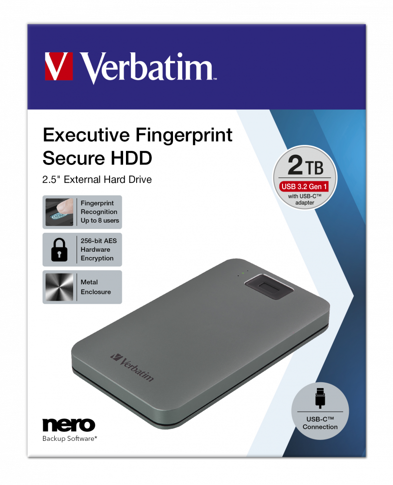 Executive Fingerprint Secure Disco duro portátil USB-C 2TB