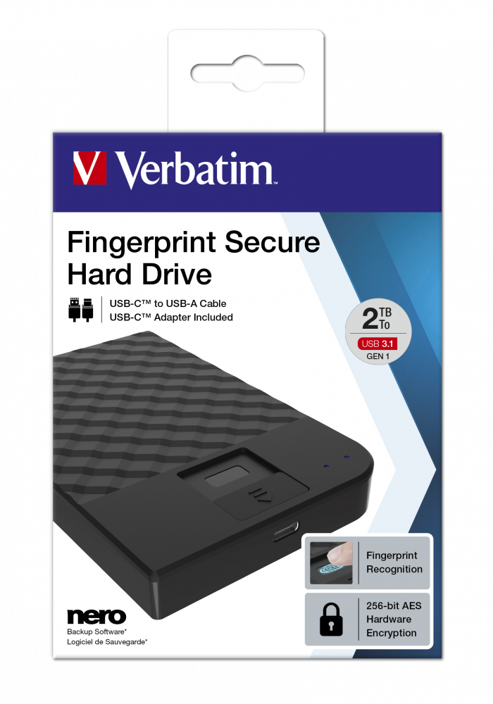 FingerPrint Secure 2 TB HDD cifrado con reconocimiento de huellas dactilares