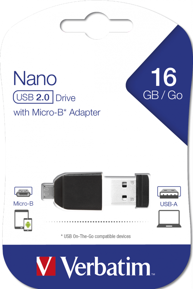 Memoria NANO USB 16 GB con adaptador Micro USB