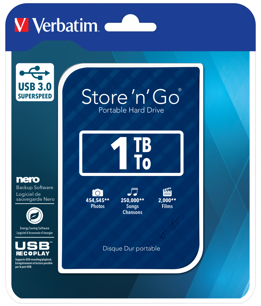 Store 'n' Go USB 3.0 Disco Duro Portátil de 1 TB en color Azul